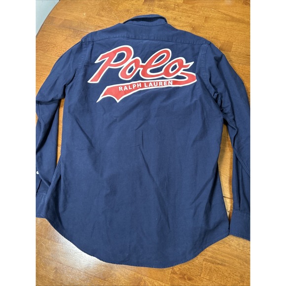 Polo Ralph Lauren Spell Out Shirt Men's Size Medium Blue Long Sleeve - Picture 14 of 14